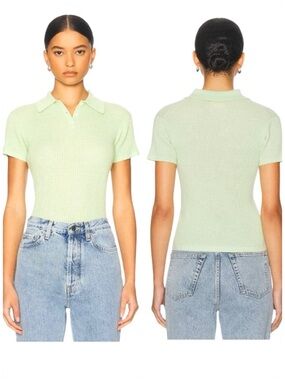 GUEST IN RESIDENCE Shrunken Cashmere Polo in Mint Green